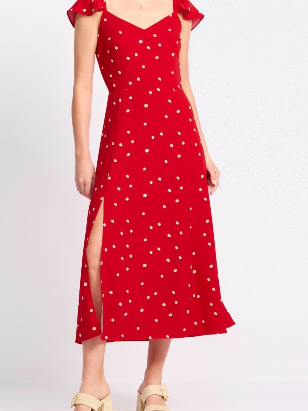 Market & Spruce Red Polka Dot Midi Dress